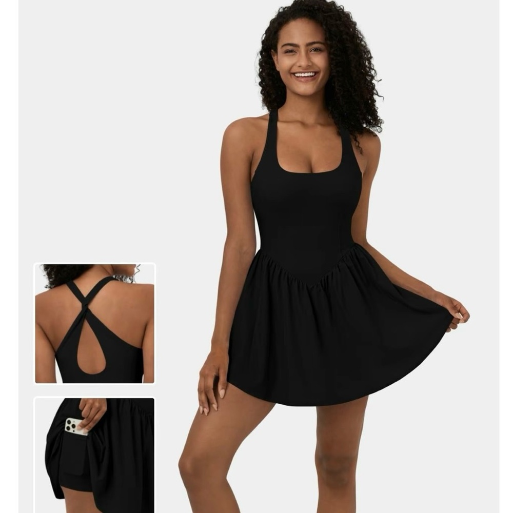Halara Black Corset Active Dress/Romper